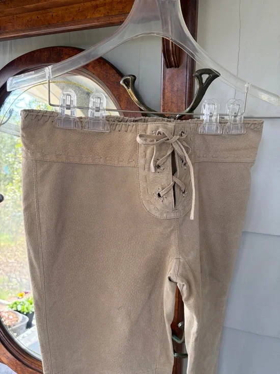 Vintage Suede Lace-Up Bootcut Festival Pants - Picture 3 of 12